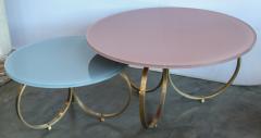 Custom Brass Coffee Table with Reverse Painted Glass Top - 524384