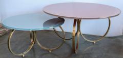 Custom Brass Coffee Table with Reverse Painted Glass Top - 524387