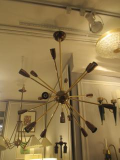 Custom Brass and Copper Sputnik Chandelier with 14 Arms - 344336