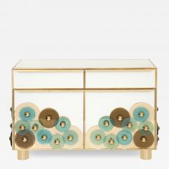 Custom Brass and Ivory Glass with Glass Discs Cabinets Italy Pair Available - 4566287