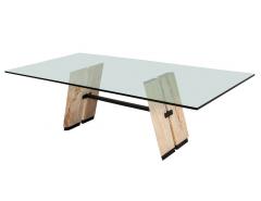 Custom Cantilever Stone Glass Top Dining Table - 2535952