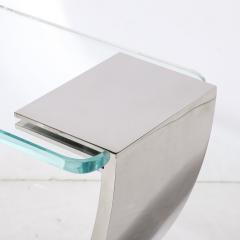 Custom Cantilevered Side Table W Starfire Glass Top in Polished Nickel - 3473845