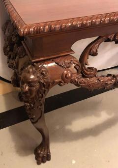 Custom Carved Console Table with Claw Feet and Carved Heads circa 1940s - 1301512