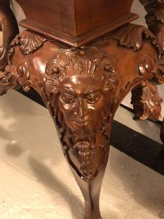 Custom Carved Console Table with Claw Feet and Carved Heads circa 1940s - 1301515