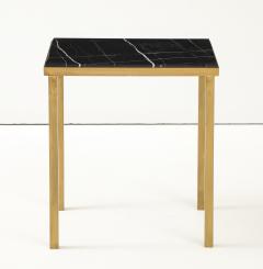 Custom Cocktail Table with Black Marble and Brass Base - 4349057