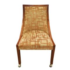 Custom Desk Vanity Chair in Walnut on Brass Castors 1990s - 1836265