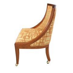 Custom Desk Vanity Chair in Walnut on Brass Castors 1990s - 1836268