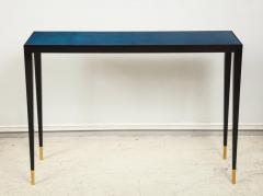 Custom Ebonized Console with Blue Parchment Top - 1048981