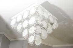 Custom Flush Mount White Murano Disc Lighting Fixture in the Manner of Vistosi - 3106268