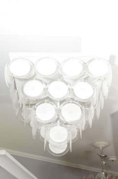 Custom Flush Mount White Murano Disc Lighting Fixture in the Manner of Vistosi - 3106271