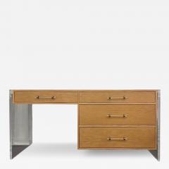 Custom Four Drawer Oak and Acrylic Panel Desk - 4267113