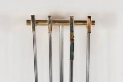 Custom Four Piece Fire Tool Set in Polished Nickel and Polished Brass Handles - 1579455