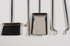 Custom Four Piece Fire Tool Set in Polished Nickel and Polished Brass Handles - 1579460