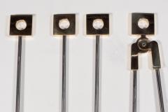 Custom Four Piece Fire Tool Set in Polished Nickel and Polished Brass Handles - 1579461