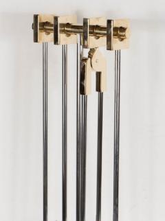 Custom Four Piece Fire Tool Set in Polished Nickel and Polished Brass Handles - 1579468