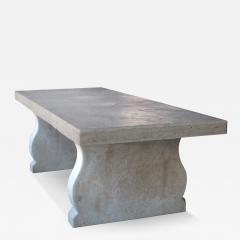 Custom French Limestone Trestle Table with Lyre form Supports - 4412148