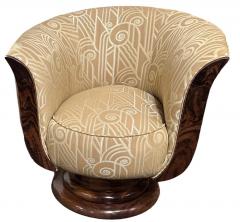 Custom French Style Art Deco Swivel Chairs Volute PatternFabric - 3783854