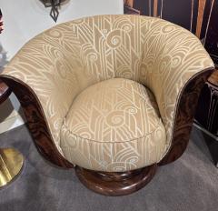 Custom French Style Art Deco Swivel Chairs Volute PatternFabric - 3783868
