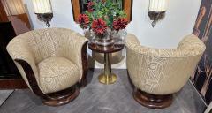 Custom French Style Art Deco Swivel Chairs Volute PatternFabric - 3783874