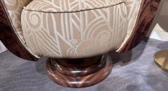 Custom French Style Art Deco Swivel Chairs Volute PatternFabric - 3783890