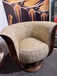 Custom French Style Art Deco Swivel Chairs Volute PatternFabric - 3783891