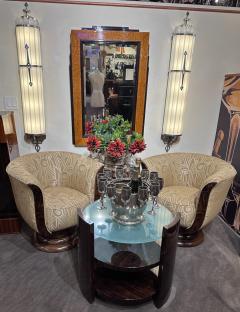 Custom French Style Art Deco Swivel Chairs Volute PatternFabric - 3783892