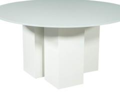 Custom Geometric Base Glass Top Dining Table - 1997748