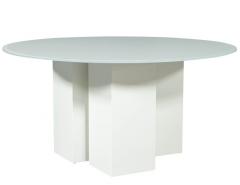 Custom Geometric Base Glass Top Dining Table - 1997749