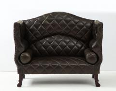 Custom George Smith 2000s Black Tufted Leather Sofa - 2131578