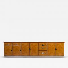 Custom German Burlwood and Steel Credenza - 239906