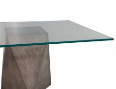 Custom Glass Top with Geometric Pedestal Dining Table - 1994955
