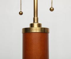 Custom Handstitched Leather and Brass Lamp - 1557066