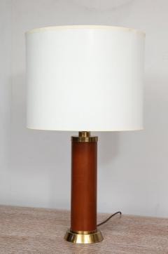 Custom Handstitched Leather and Brass Lamp - 1557081