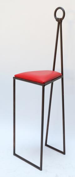 Custom Iron Bar Stools with Red Leather Seats - 398484