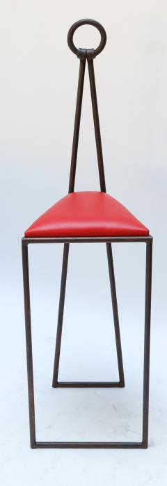 Custom Iron Bar Stools with Red Leather Seats - 398485