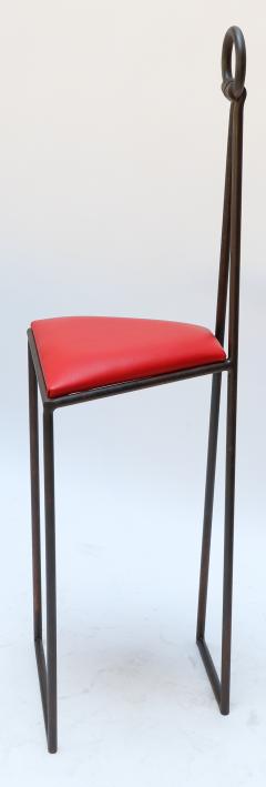 Custom Iron Bar Stools with Red Leather Seats - 398486