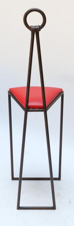 Custom Iron Bar Stools with Red Leather Seats - 398488