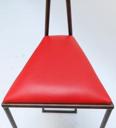 Custom Iron Bar Stools with Red Leather Seats - 398490