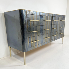 Custom Italian Chest of Drawers Glass Brass and Wood 1950s - 3914403