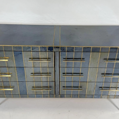 Custom Italian Chest of Drawers Glass Brass and Wood 1950s - 3914404