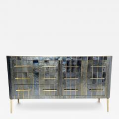 Custom Italian Chest of Drawers Glass Brass and Wood 1950s - 3917449