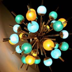 Custom Italian Green Turquoise Gold Murano Glass Brass Sputnik Globe Chandelier - 1402207