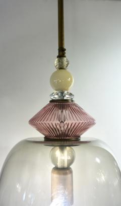 Custom Italian Purple Crystal Gold and Gray Smoked Murano Glass Pendant Light - 1979845