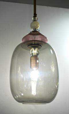 Custom Italian Purple Crystal Gold and Gray Smoked Murano Glass Pendant Light - 1979846