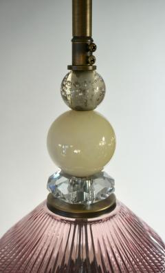 Custom Italian Purple Crystal Gold and Gray Smoked Murano Glass Pendant Light - 1979848