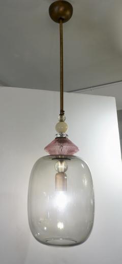 Custom Italian Purple Crystal Gold and Gray Smoked Murano Glass Pendant Light - 1979849