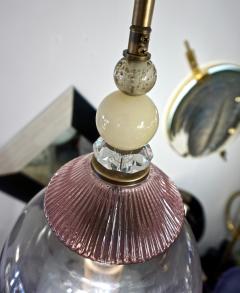 Custom Italian Purple Crystal Gold and Gray Smoked Murano Glass Pendant Light - 1979852