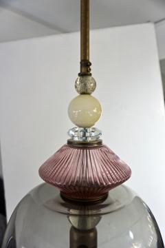 Custom Italian Purple Crystal Gold and Gray Smoked Murano Glass Pendant Light - 1979853
