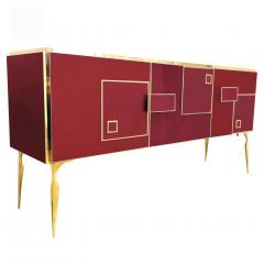 Custom Italian White Black Blue Yellow Geometric Postmodern Cabinet Sideboard - 3988029