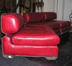 Custom Leather and Metal Three Seat Sofa - 929926